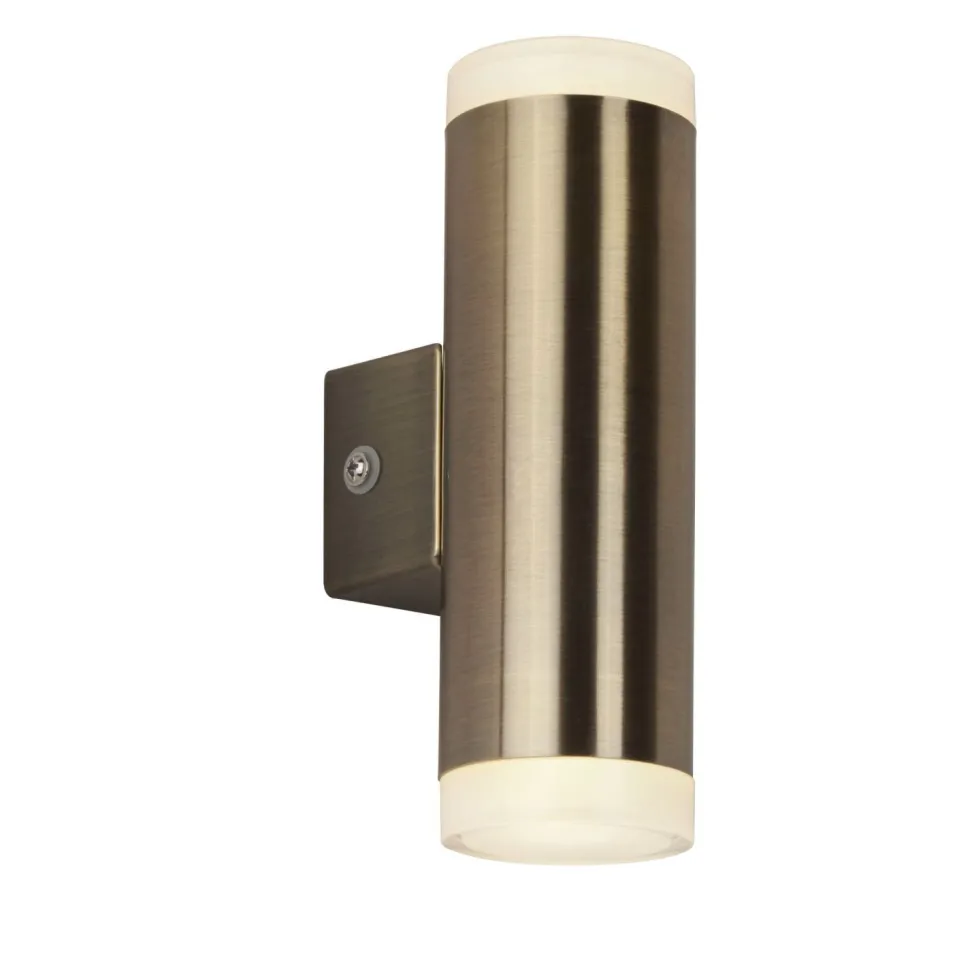 LED Wandleuchte außen Up Down IP44 in Messing Antik klein