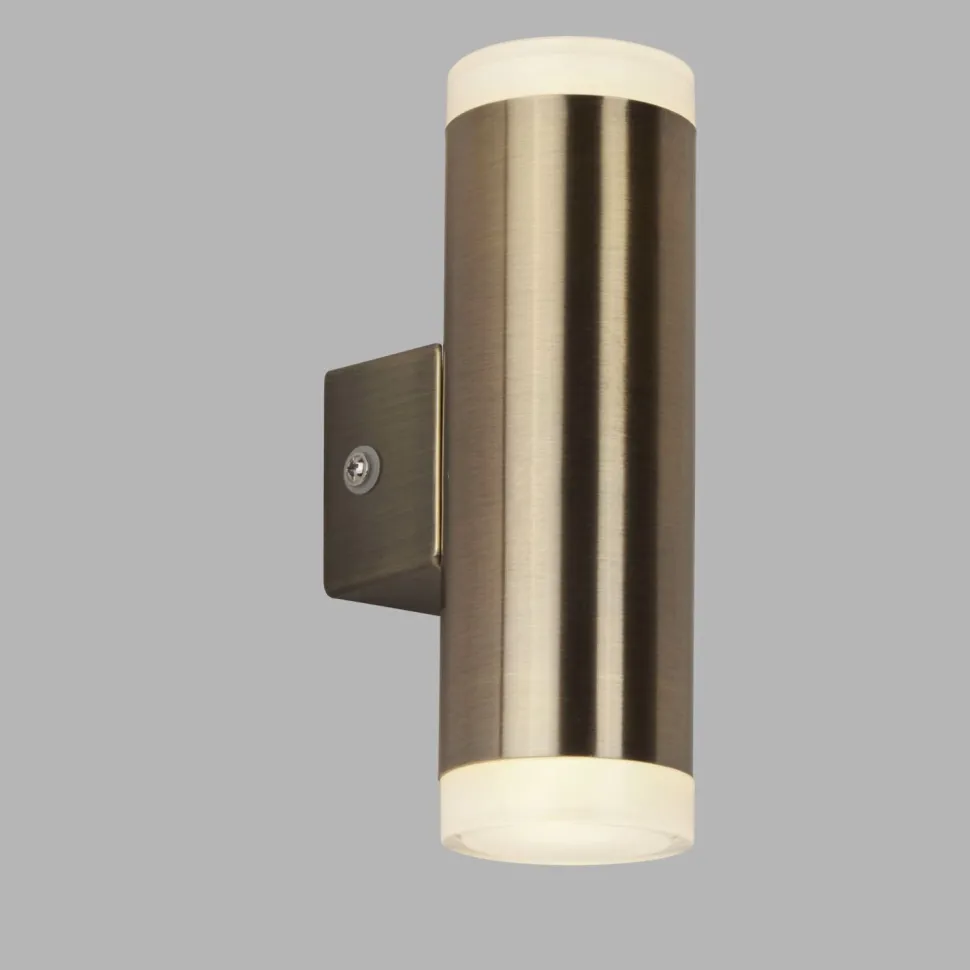 LED Wandleuchte außen Up Down IP44 in Messing Antik klein