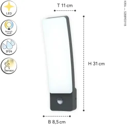 LED Wandleuchte Bewegungsmelder Aluminium 4000 K IP54
