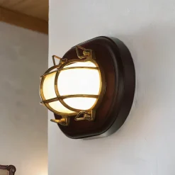 LED Wandleuchte Holz Messing 3000K Maritim Flur