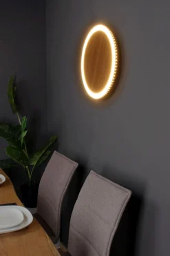 LED Wandleuchte Holz Schwarz rund Ø40 cm 3500 K dimmbar