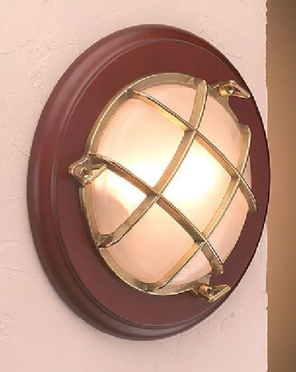 LED Wandleuchte Messing Holz rund Maritim SILVIO