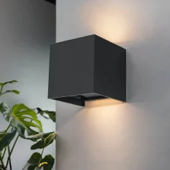 LED Wandleuchte Schwarz IP54 B:10cm Up Down Wandlampe