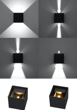 LED Wandleuchte Schwarz IP54 B:10cm Up Down Wandlampe