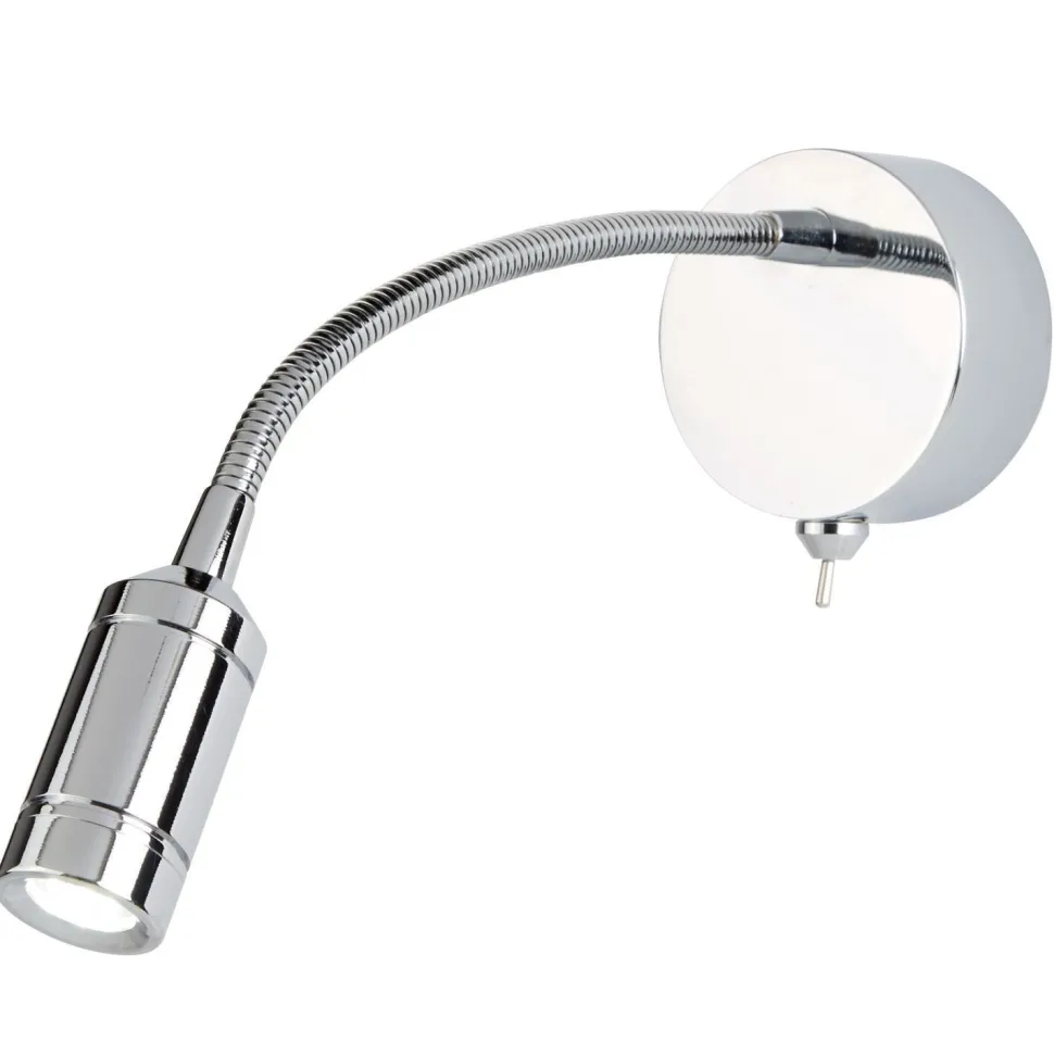 LED Wandspot mit Schalter Flexarm Metall in Chrom 66 lm