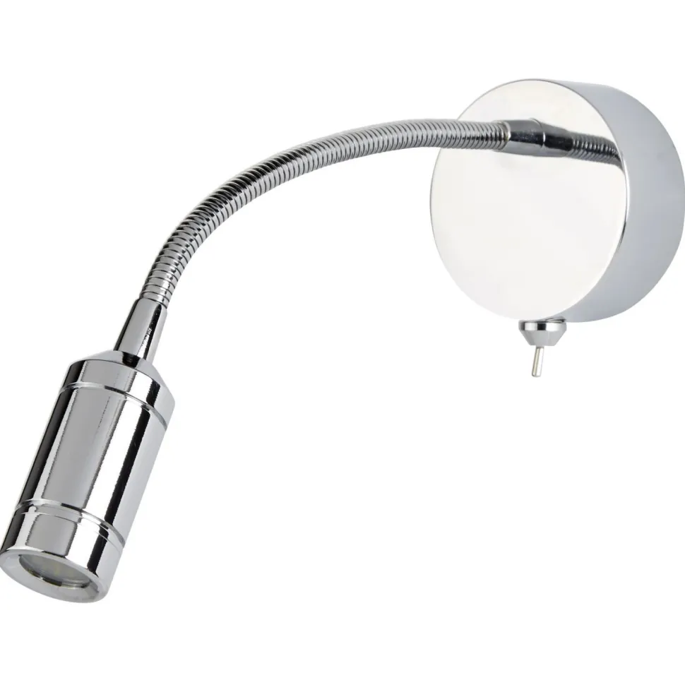 LED Wandspot mit Schalter Flexarm Metall in Chrom 66 lm