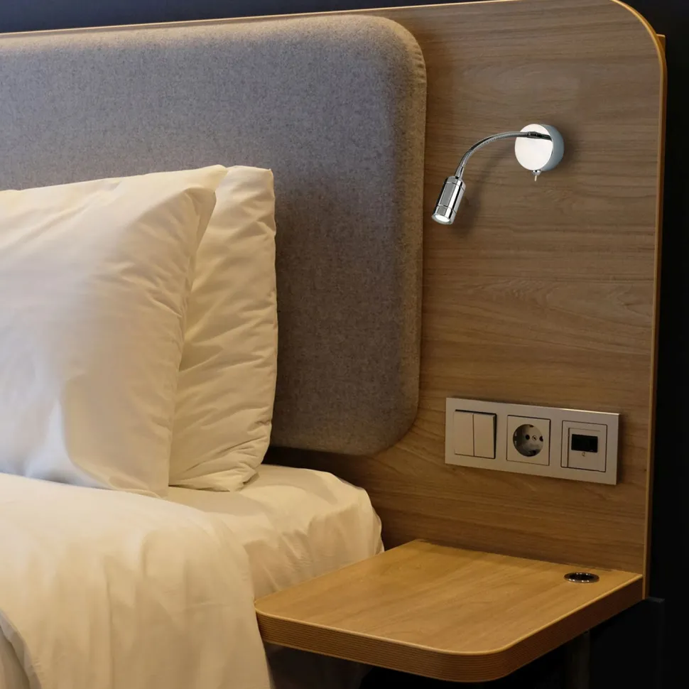 LED Wandspot mit Schalter Flexarm Metall in Chrom 66 lm