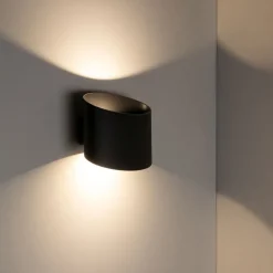 LED Wandspot Up Down Aluminium 10 W Ø17 cm IP54 Schwarz