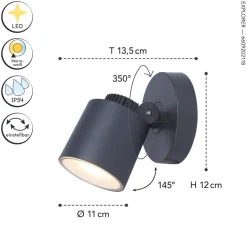 LED Wandstrahler Aluminium verstellbar IP54 3000 K 6 W
