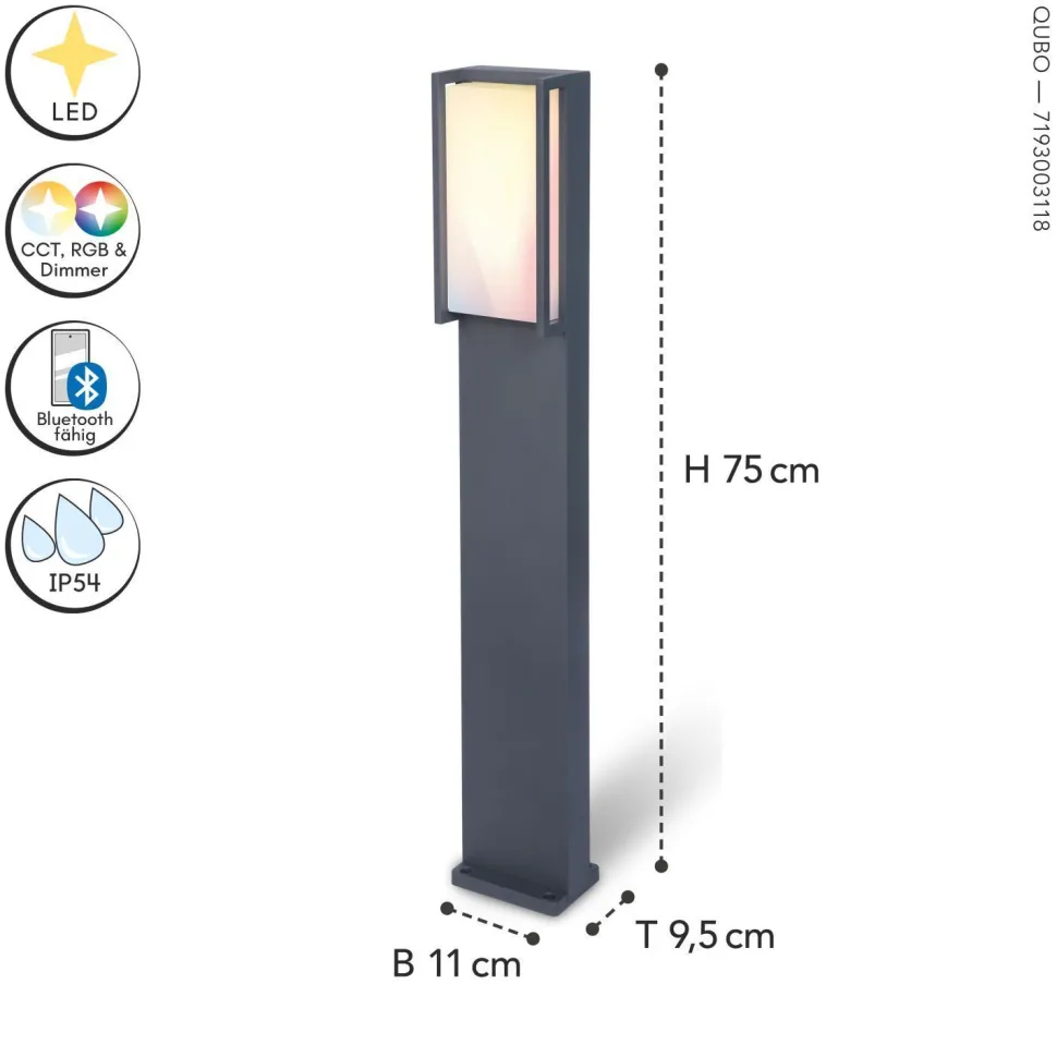 LED Wegeleuchte Aluminium RGB IP54 16 W 75 cm dimmbar