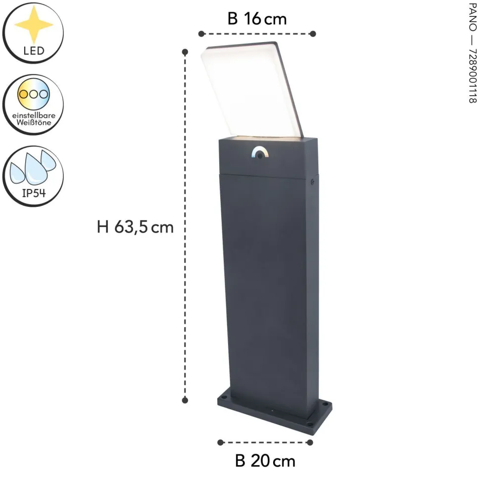 LED Wegeleuchte Bewegungssensor IP54 63,5 cm Anthrazit
