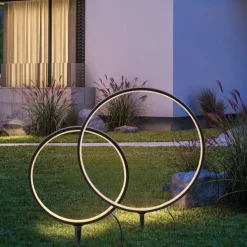 LED Wegeleuchte mit Erdspieß 2er Set 66 cm IP65 Schwarz