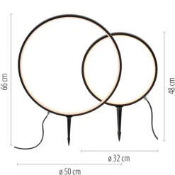 LED Wegeleuchte mit Erdspieß 2er Set 66 cm IP65 Schwarz