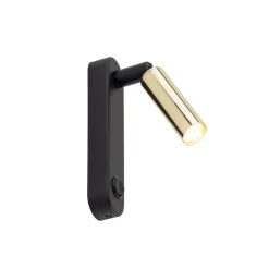 Leselampe Wand mit Schalter Metall schwenkbar Schwarz Gold G9