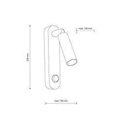 Leselampe Wand mit Schalter Metall schwenkbar Schwarz Gold G9