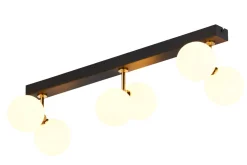 Längliche Deckenleuchte Messing Glas G9 68 cm blendarm