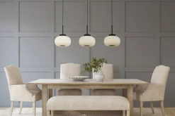 Längliche Hängelampe 3-flammig B: 104 cm Glas Metall E27