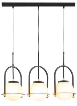 Längliche Hängelampe 3-flammig Glas Metall E27 66 cm