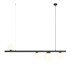 Längliche Pendelleuchte Schwarz Weiß Glas E27 131 cm