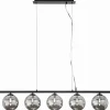 Längliche Pendelleuchte Schwarz Rauchgrau G9 100 cm