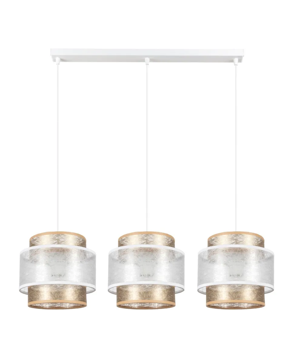 Längliche Pendelleuchte Stoff Metall E27 3-flmg 75 cm