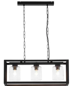 Loft Pendelleuchte Metall Glas 3-flammig stilvoll