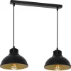 Loft Pendelleuchte Schwarz Gold Metall 65 cm E27 2-flmg