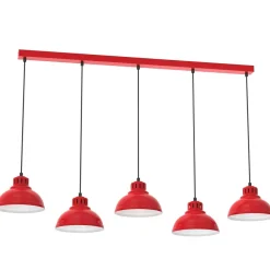 Loft Pendelleuchte XXL Metall 125 cm E27 Rot Weiß