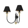 Loft Wandlampe blendarm Stoff Schirm E14 B:48 cm Schwarz