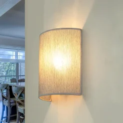 Loft Wandlampe Stoff Schirm halbrund E27 in Grau ALICE