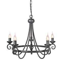 Lüster CAMELOT 4 Schwarz 4xE14 Ø58cm kürzbar Lampe