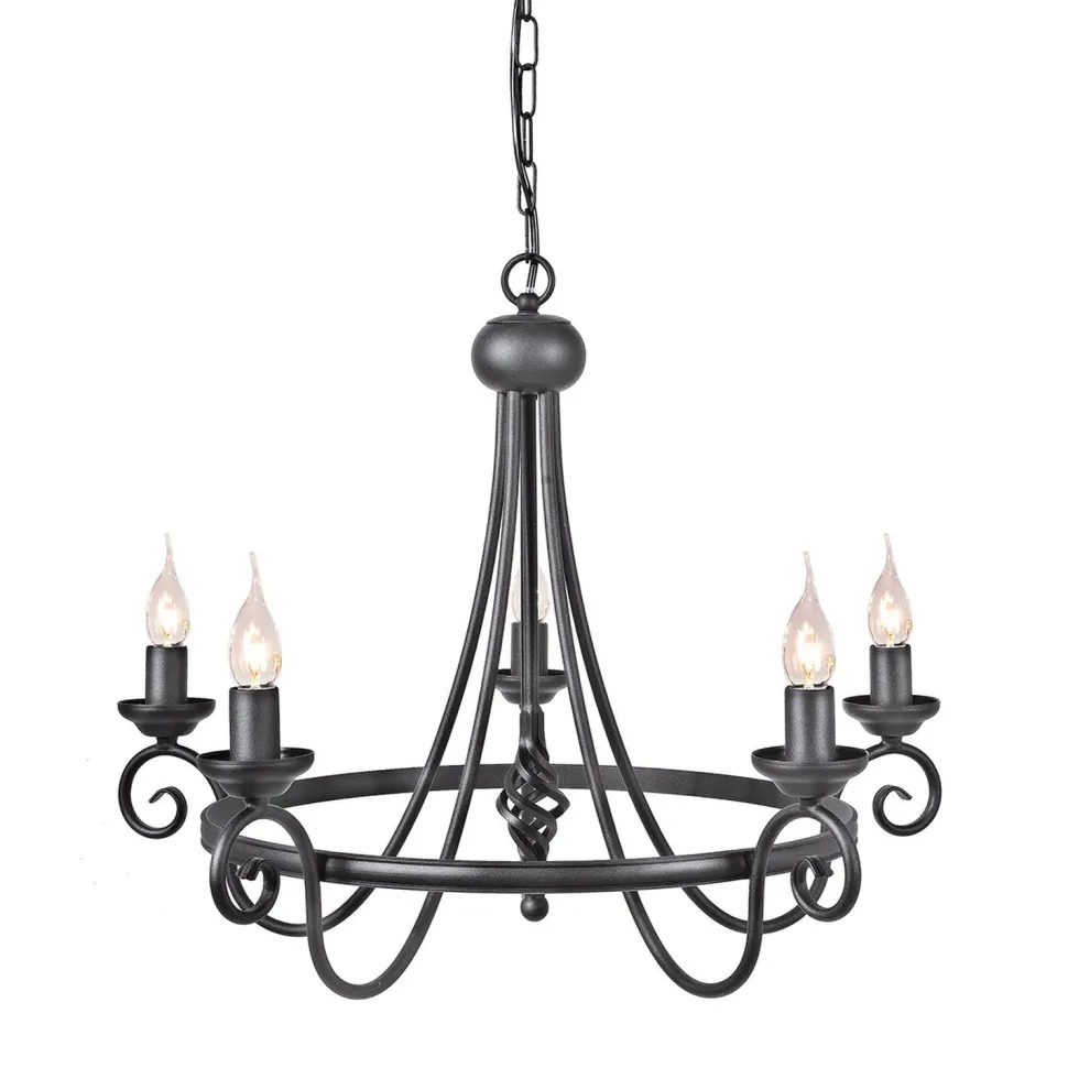 Lüster CAMELOT 4 Schwarz 4xE14 Ø58cm kürzbar Lampe