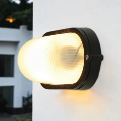 Maritime Außenwandleuchte IP44 B:21cm Schwarz Weiß E27