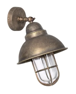 Maritime Außewandleuchte IP44 aus Messing in Antik