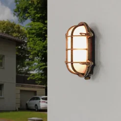 Maritime Feuchtraumleuchte Außen Messing & Glas