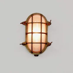 Maritime Feuchtraumleuchte Außen Messing & Glas