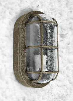 Maritime Lampe Wand außen Feuchtraum Messing Glas E27 IP64