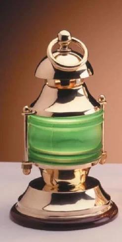 Maritime Tischleuchte Glasschirm Grün Messing