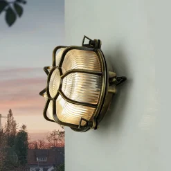 Maritime Wandlampe Außen SIFNOS Echt Messing Antik