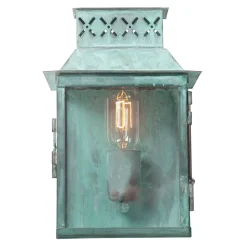 Massive Wandlampe HARROGATE aus Messing Grün antik