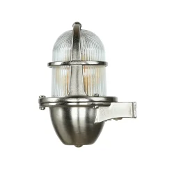 Massive Wandleuchte Außen in Nickel Messing Glas