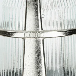 Massive Wandleuchte Außen in Nickel Messing Glas