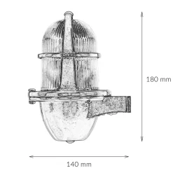 Massive Wandleuchte Außen in Nickel Messing Glas