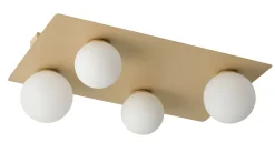 Mehrflammige Deckenlampe Gold Metall Glas eckig 62 cm