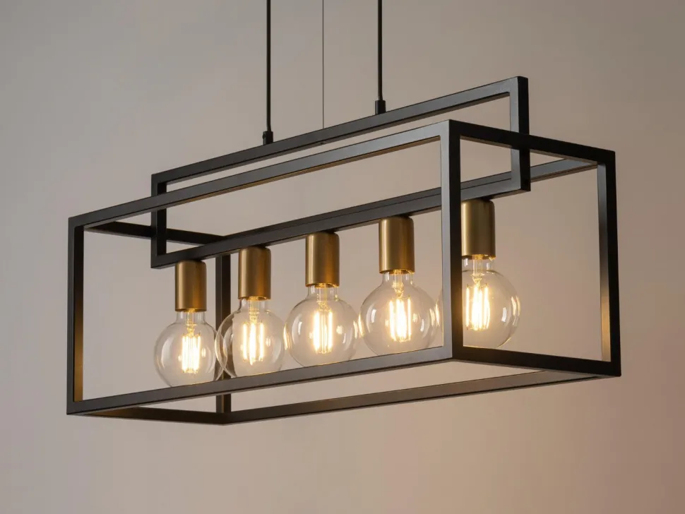 Mehrflammige Hängelampe Gold Schwarz Metall E27