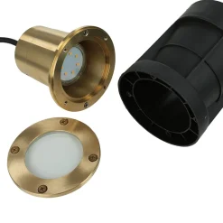 Messing Einbauleuchte rund IP54 GU10 außen Ø10,5cm