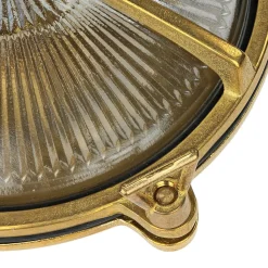 Messing Wandleuchte rund IP64 Riffelglas Bullauge