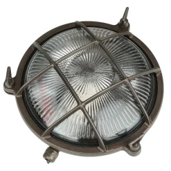 Messinglampe außen Maritim Ø 21 cm Schwarz antik IP64