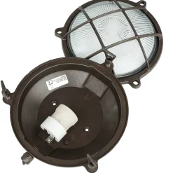 Messinglampe außen Maritim Ø 21 cm Schwarz antik IP64