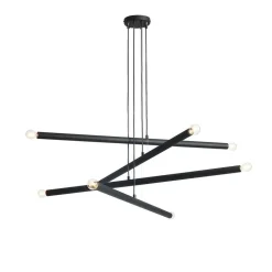 Metall Hängelampe Retro E14 100 cm länglich in Schwarz